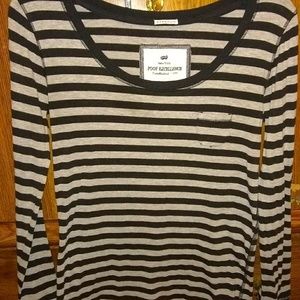 Grey & black stripe LS top